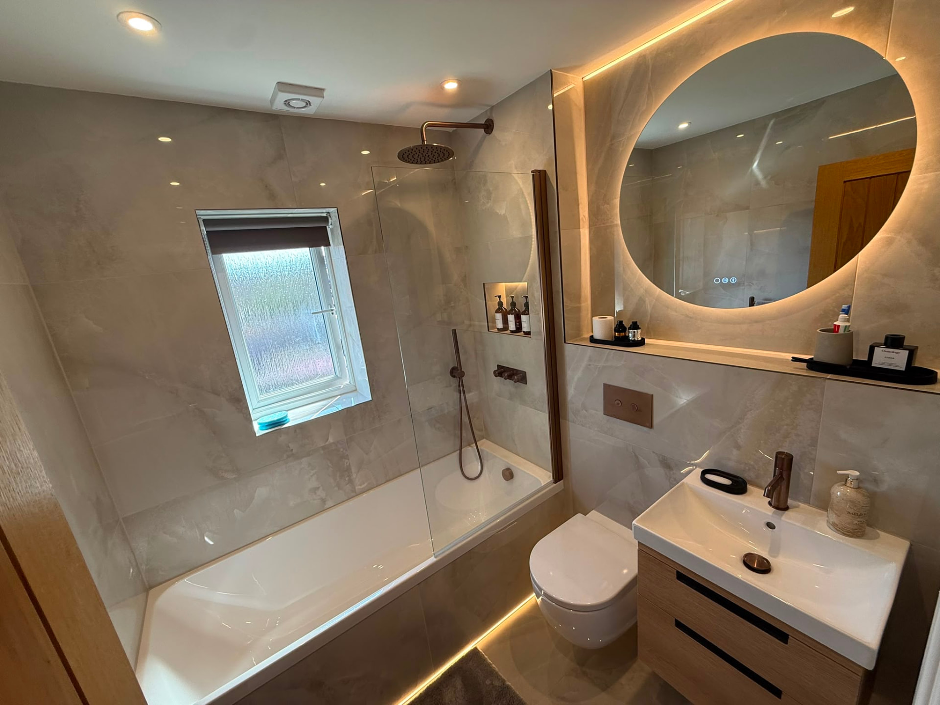 Completed bathroom installation by DPS Plumbing & Bathrooms in a Greater Manchester home
