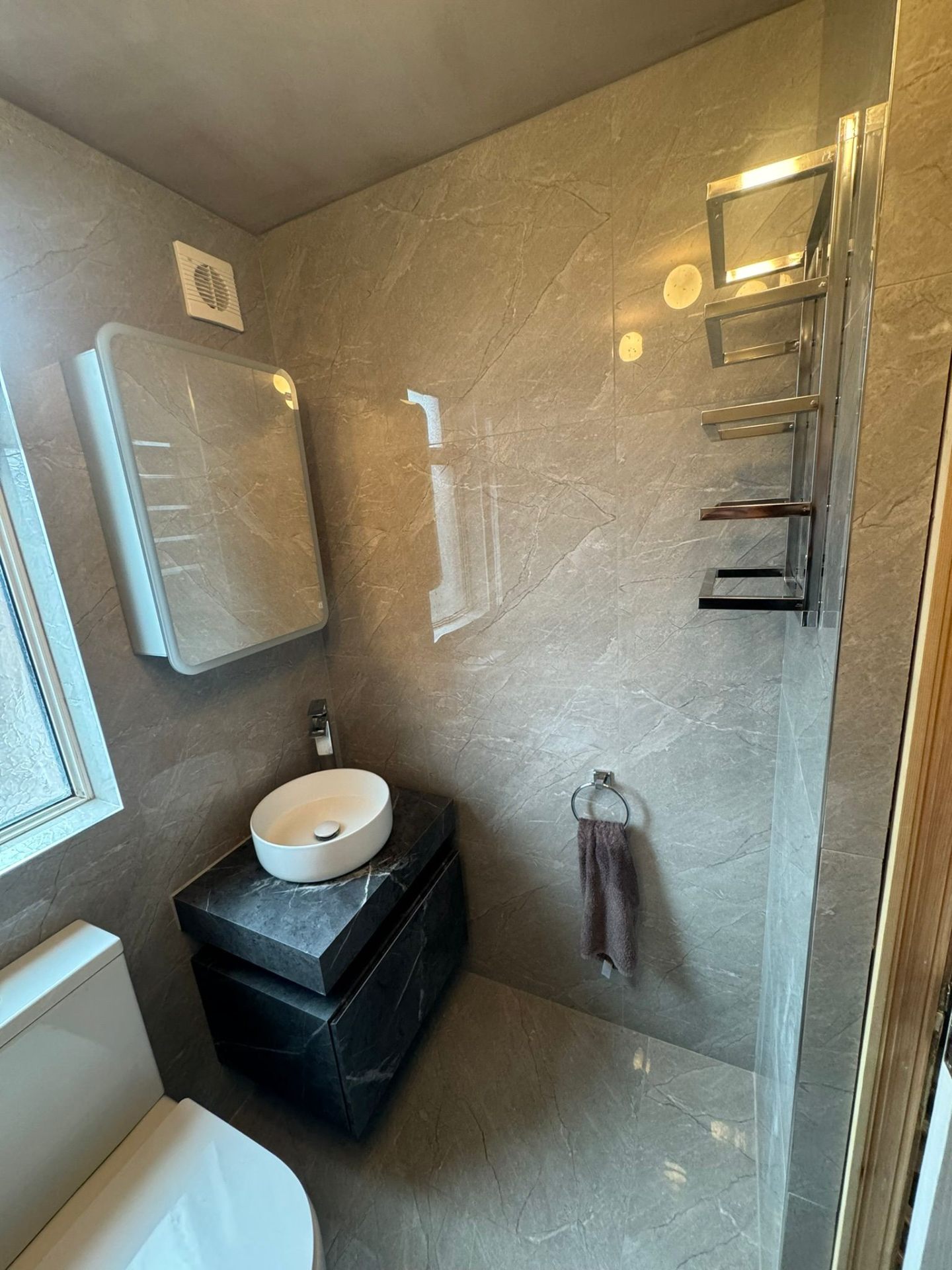 Black Marble Vanity with Vessel Basin by DPS Plumbing & Bathrooms in Swinton, Salford