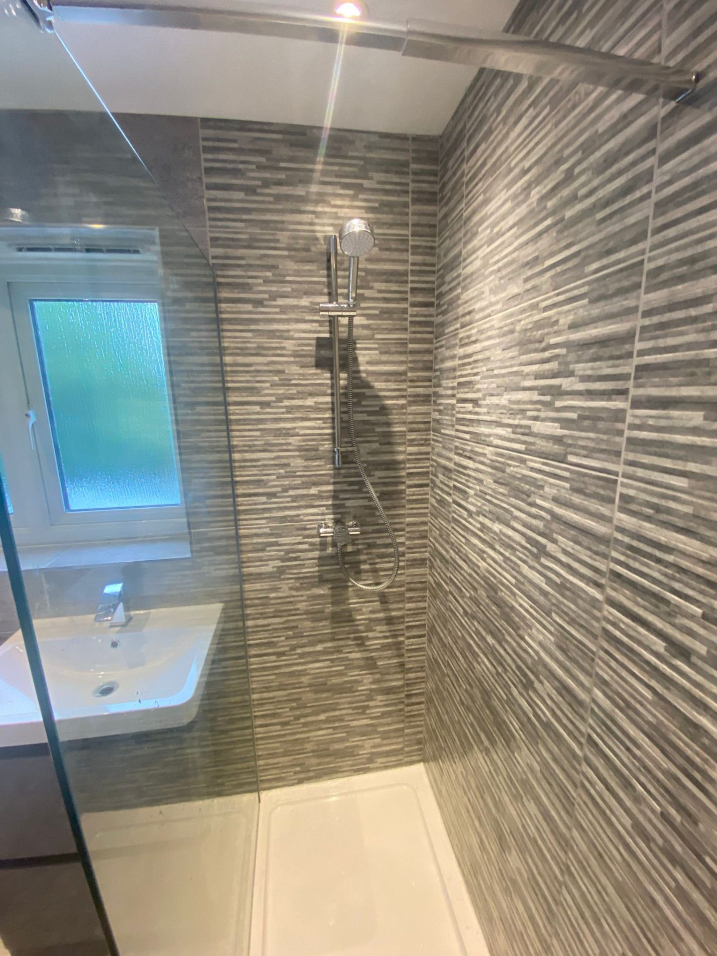 Textured Tile Walk-In Shower Room by DPS Plumbing & Bathrooms in Sale, Manchester